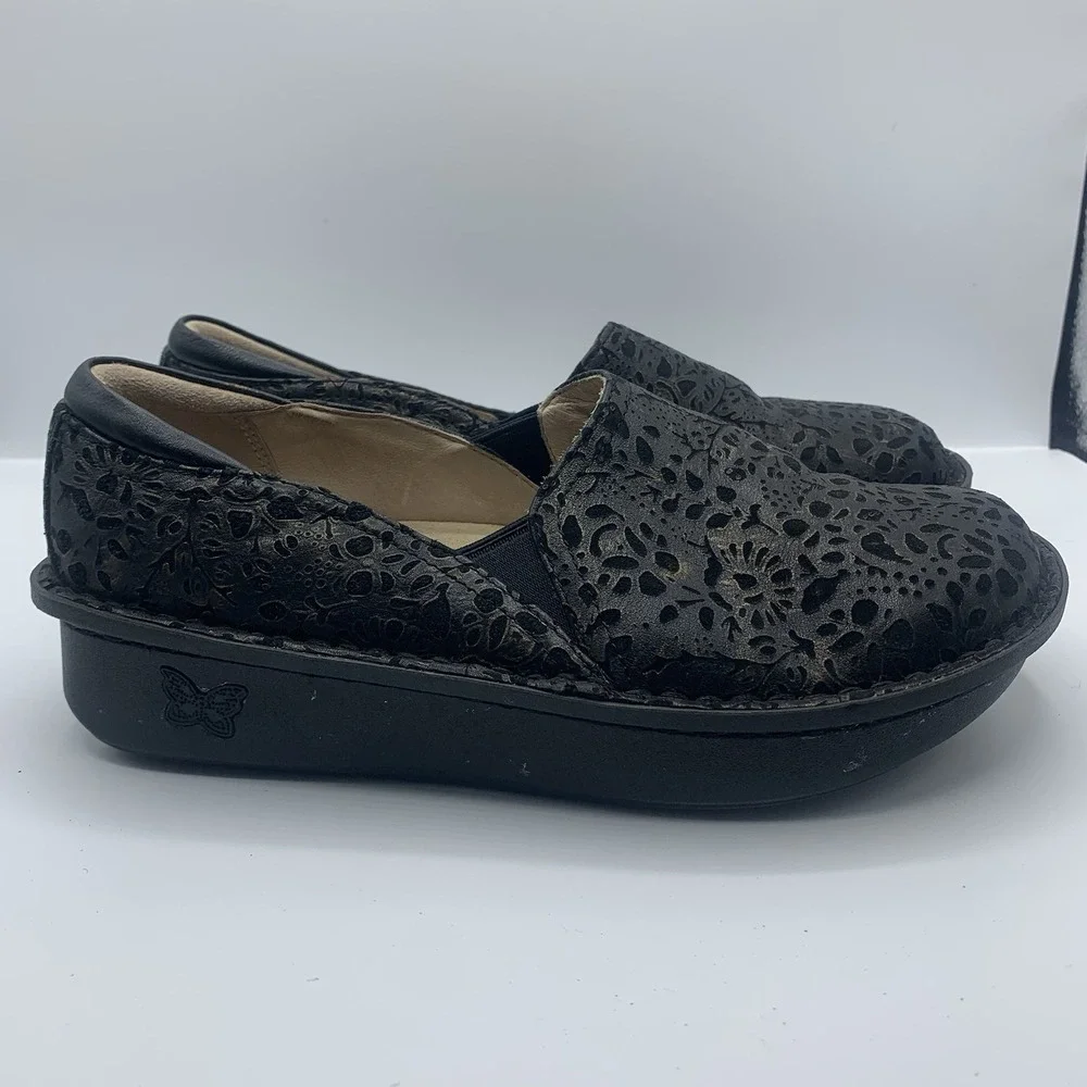 Alegria Black Delicut Leather Debra Pro Comfort Shoes EU 38 US 8-8.5